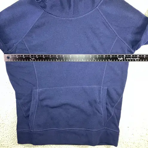 Athleta ‎ Sweatshirt Women Small Funnel Neck Wool Blend Blue Pullover Thumb Holes