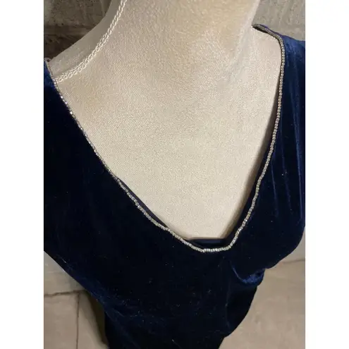 Slny Womens Navy Blue Velvet Sleeveless VNeck Evening Gown Dress Size 16