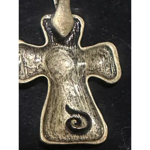 Antique Enameled Scrolled Celtic Cross Black