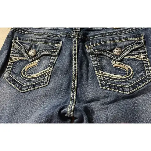 Silver Jeans Women’s Silver Suki Surplus Jeans Size W29/L30 Button Pocket Flap Thick‎ Stitch