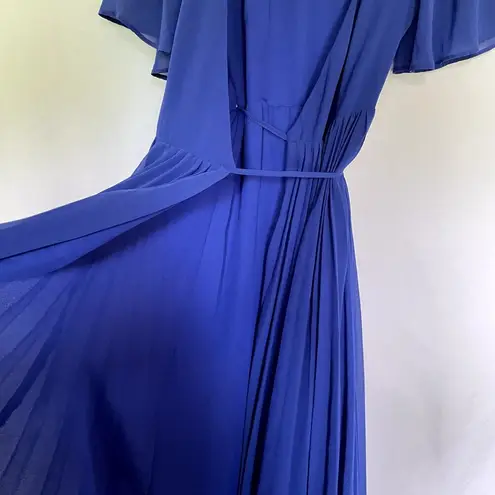 Lulus royal blue midi length wraparound dress v