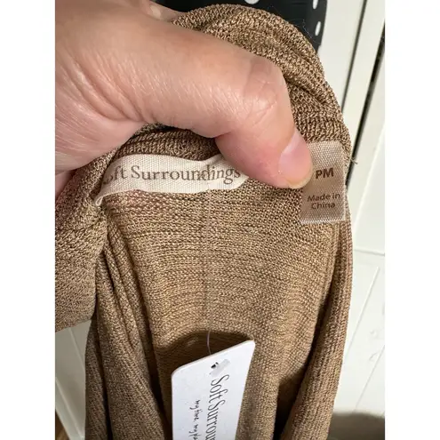 Soft Surroundings Womens Dress Sz Petite M PM Tan Kerry Cowl Neck Sleeveless NEW