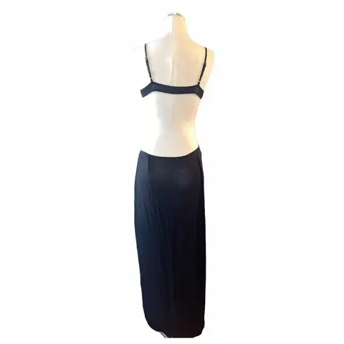 We Wore What Black Knot Front Cutout Midi Dress Large