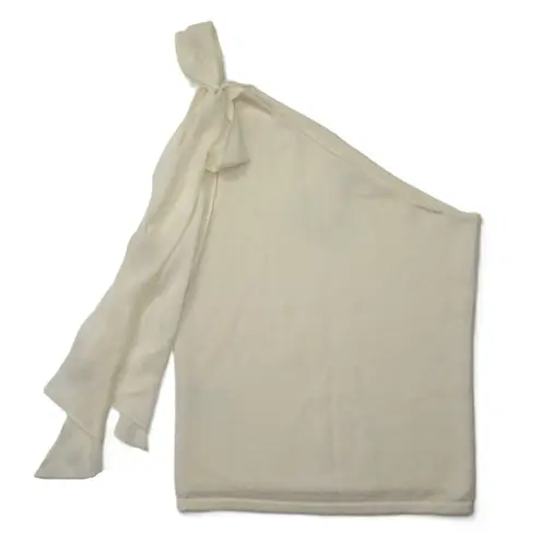 NWT Ralph Lauren Black Label Cashmere Tank in Ivory One Shoulder Tie Sweater M Size M