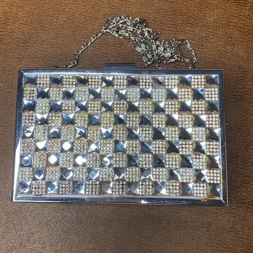 Camille La Vie Silver RHINESTONE METALLIC Crossbody/HANDBAG WITH TOP CLOSURE