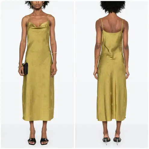 ALLSAINTS ππ Hadley Jacquard Slim Fit Midi Slip Dress ~ Y2K Sap Green US 4 NWOT