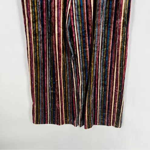 Hiatus Multicolor Striped Velvet Crossover V-Neck Wide Leg Jumpsuit Size XL