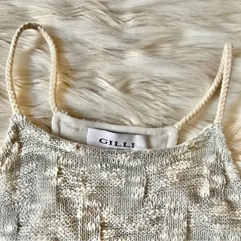 Gilli Grey Cream White Knot Flowy Swing Tank Top Sz S