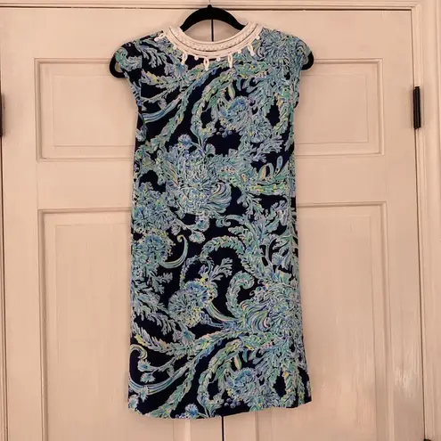 Lilly Pulitzer  Madia Tunic Dress High Tide Navy Scuba Doo White Green‎ Size XXS