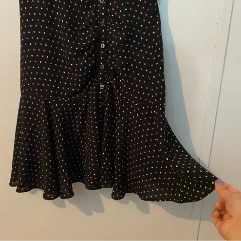 Free People  Pippa Short Sleeve Ruched Polkadots Dress Size XS