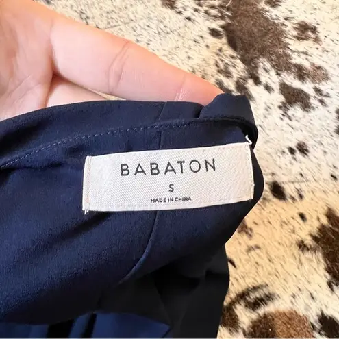 Babaton ARITZIA Navy Wallace Dress Wrap Size Small Chiffon Flowy
