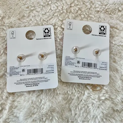 Valentine's Day Women's Heart Earrings Set Red and Gold