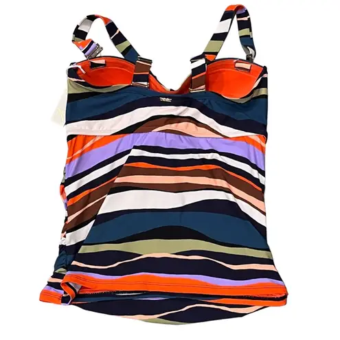 Anne cole NEW Sandy Waves Striped Tankini Swim Top size 16W
