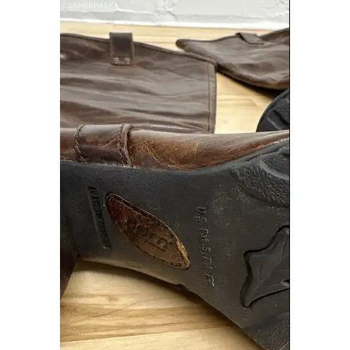 BORN Brown Susanne Brown Leather Harness Tall Boots Side Zip