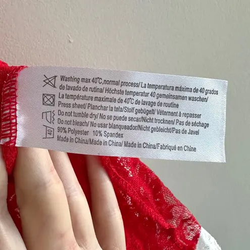 Avid Love Santa Claus Christmas Babydoll, Lace and Feather Lingerie, Medium Red