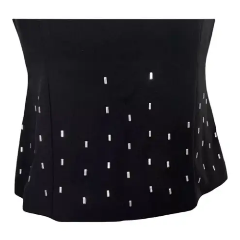 David Warren Women Black Blouse Size 6 Petite Sleeveless Formal Button Back