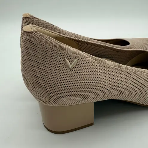 Vivaia Georgia Pointed Toe Chunky Heels Old Money Almond Knit Comfort Arch 8