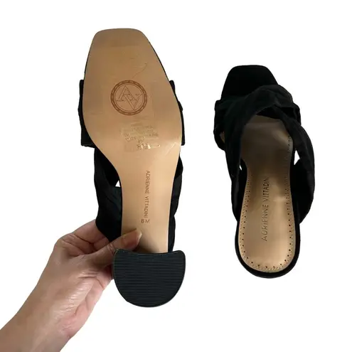 Adrienne Vittadini Women’s Genie Crossover Black Block Heel Sandals Size 8