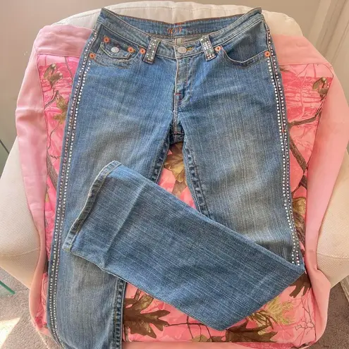 y2k rhinestone flare jeans Blue Size 25