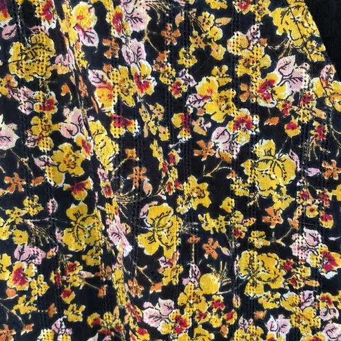 Piper & Scoot Exclusive Womens XS black and yellow floral midi wrap dress
