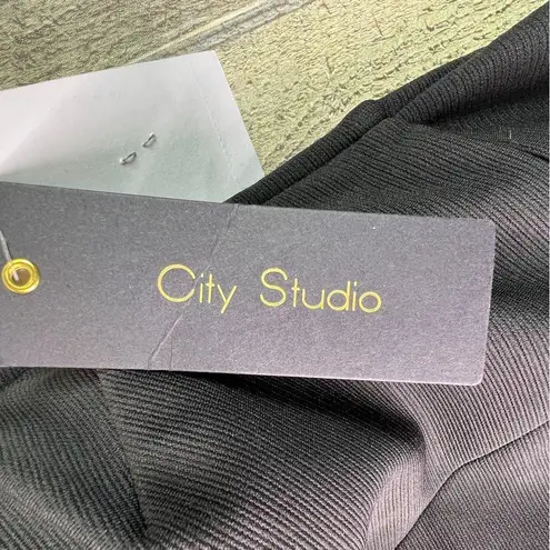 City Studio Size 3 Rhinestone One Shoulder Black Knee Length Side Zip Dr…