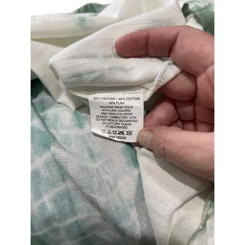 Attic Salt Tie Dye Babydoll Flax Sun Dress Green Size L Beach Boho Summer Cute Size L