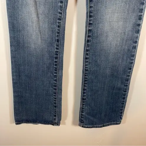 Abercrombie & Fitch  Distressed Mid Rise Bootcut Blue Ripped Jeans Size 24