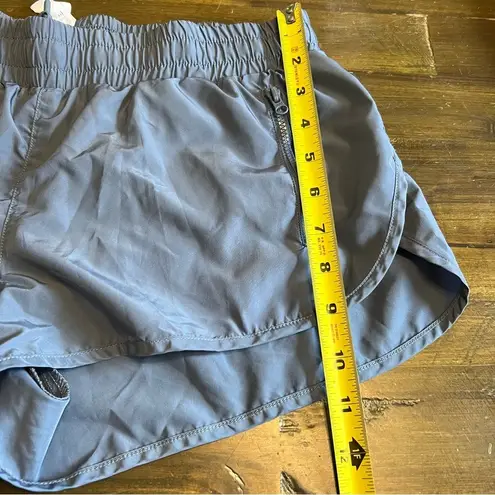 Lorna Jane  Gray Blue Running Shorts Lined Zipper Pockets Large