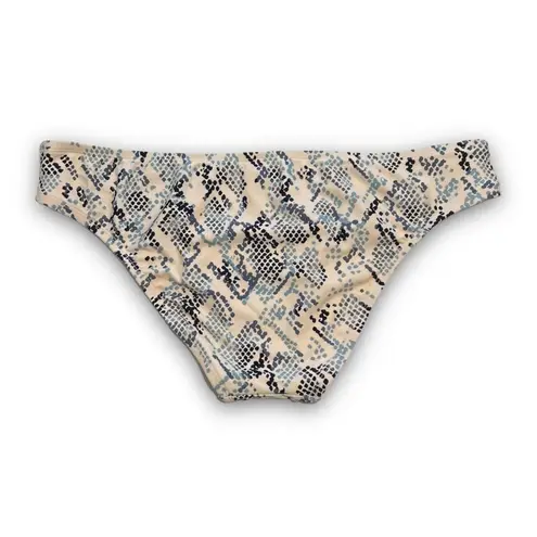 Kona Sol Medium Coverage Bikini Bottom Light Pink Blue Snakeskin Print NWOT L