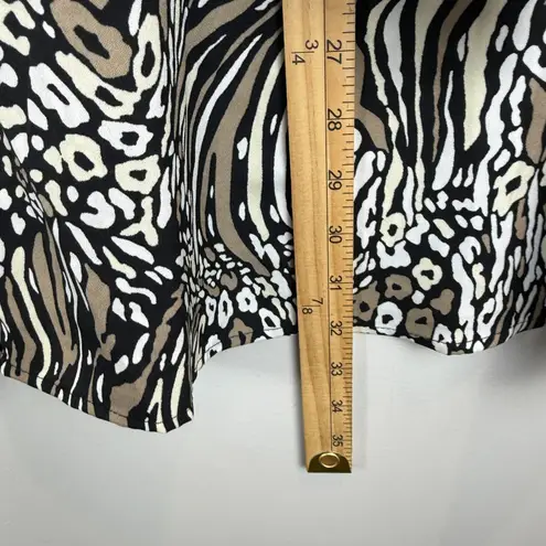Catherines Top Women's 5X Black Multi Animal Print Roll-Tab Sleeve Tunic Classic
