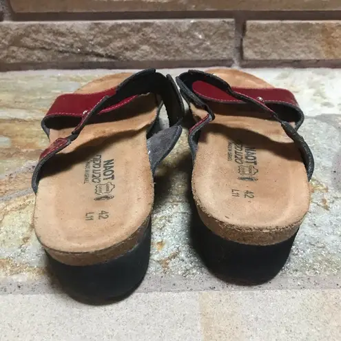 Naot Ashley Rhinestone slide sandals leather burgundy patent 42 11 Red