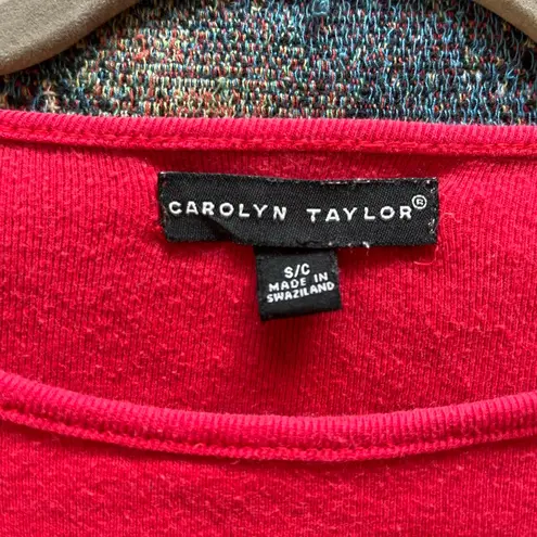 Carolyn Taylor Red Fitted Short Sleeve T-Shirt Freedom Heart Graphic Top SZ M