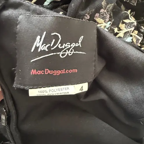 Mac Duggal Floral Embellished Tiered Tulle Gown Ruffle Trim and Poet Sleeves 4