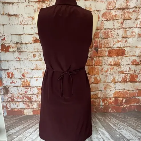 Wilfred  Aritzia Silk Sabine Faux Wrap Tie Dress Cardamom Burgundy XS