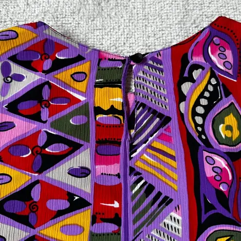 Vintage Multicolored Island Graphic Floral Geometric Pattern Crew Neck Top Size undefined