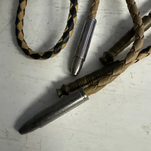 VINTAGE LOT 4 Women's BOLO Faux LEATHER FABRIC Natural Stones + Silver