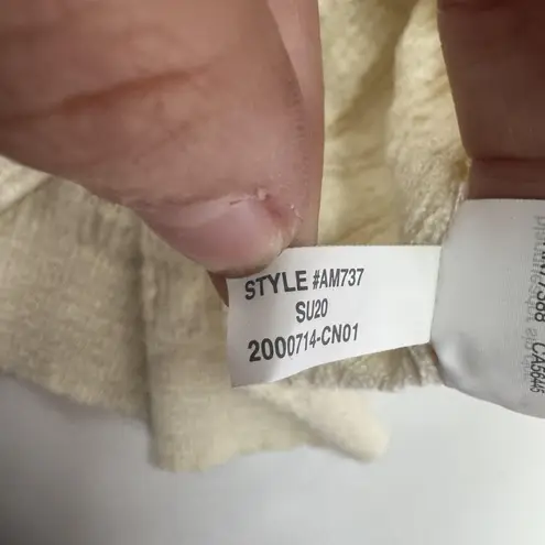 J.Crew Sweater Womens Small Cream Linen Blend Ruffle Sleeve Scoop Neck Top