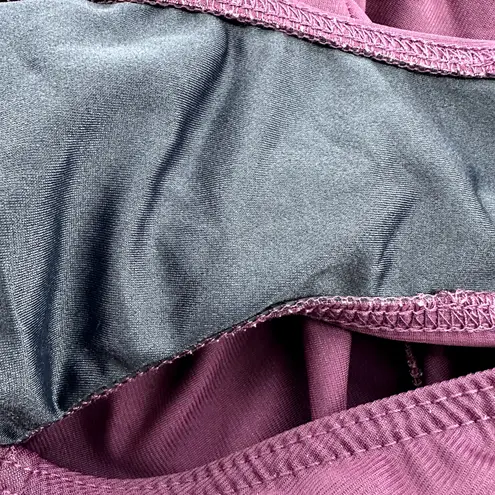 MiracleSuit  One Piece Swimsuit Halter Ruched Waist V Neck Padded Purple Medium