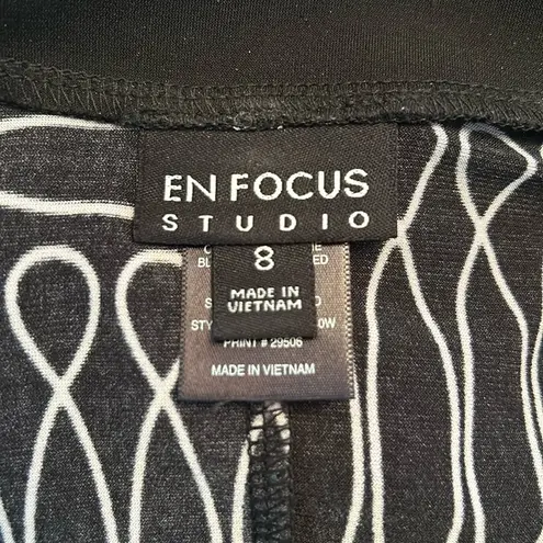 Enfocus Studio black and white graphic print three-quarter sleeve sheath dress