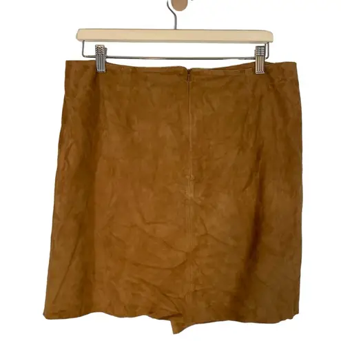 Chelsea28 Suede Leather Faux Wrap Mini Skirt Size Large NWT