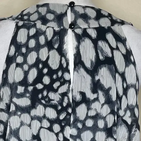 Studio I Womens Black Grey Tiered Sleeveless Accent Neckline Midi Dress Size 12