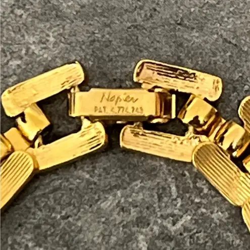 Vintage Napier Designer Patent Gold Tone Choker Necklace 16”