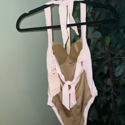 FREE PEOPLE X WE ARE HAH Pull Thru One Piece Bathing Suit in Shroom NWT Size Sm Tan