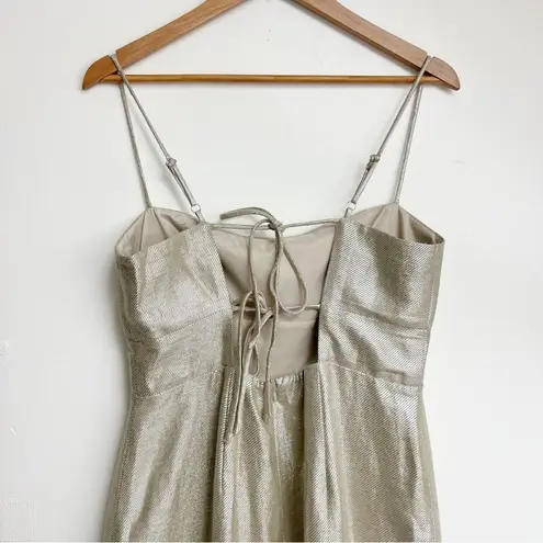 J.Crew  Collection Double Tie-back Metallic Linen Blend Midi Dress size 12