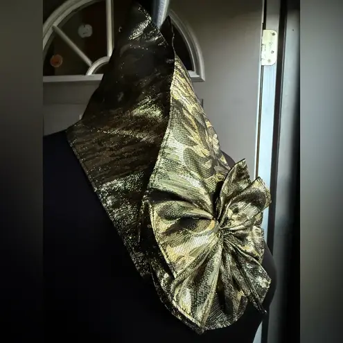 80/90s gold leopard print lamé neck hair wrap with Velcro