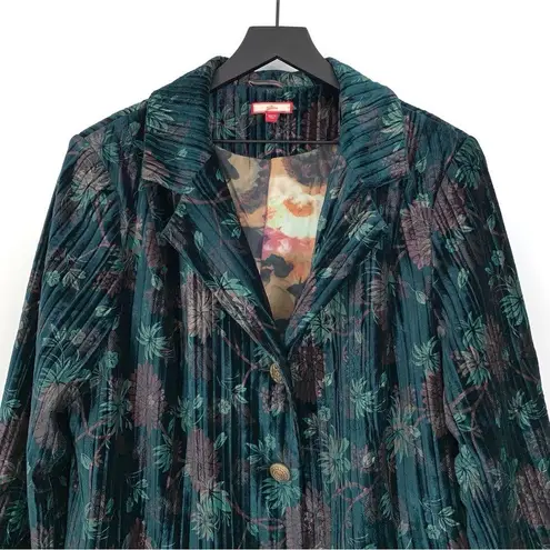 JOE BROWNS Remarkable Crushed Velvet Coat Teal Floral 16 Green