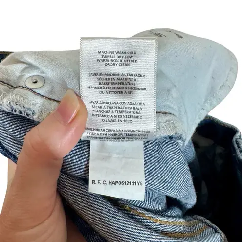 RE/DONE 70s Stovepipe High Rise Straight Leg Jeans Worn Rich Indigo Distressed