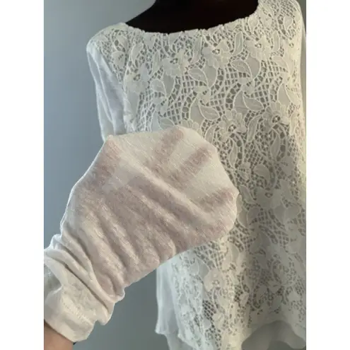 Sundance Crochet Top Size M White Layered Tunic Fairy Boho Whimsy Coquette Size M