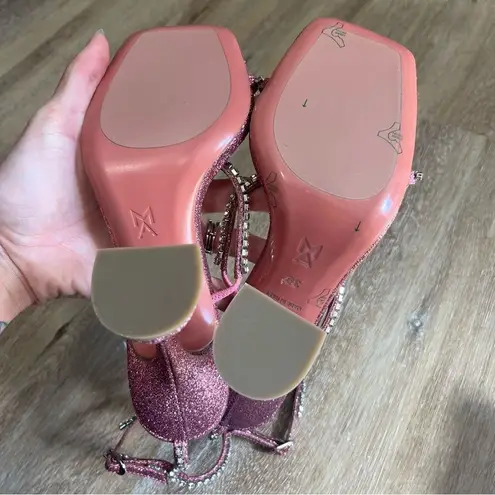 Amina Muaddi
Gilda Crystal Glitter Sandals Barbie Pink