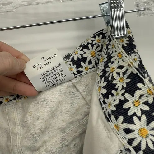 Steel Vintage Daisy Print Floral 80s Cotton Shorts Size 5 Juniors Blue